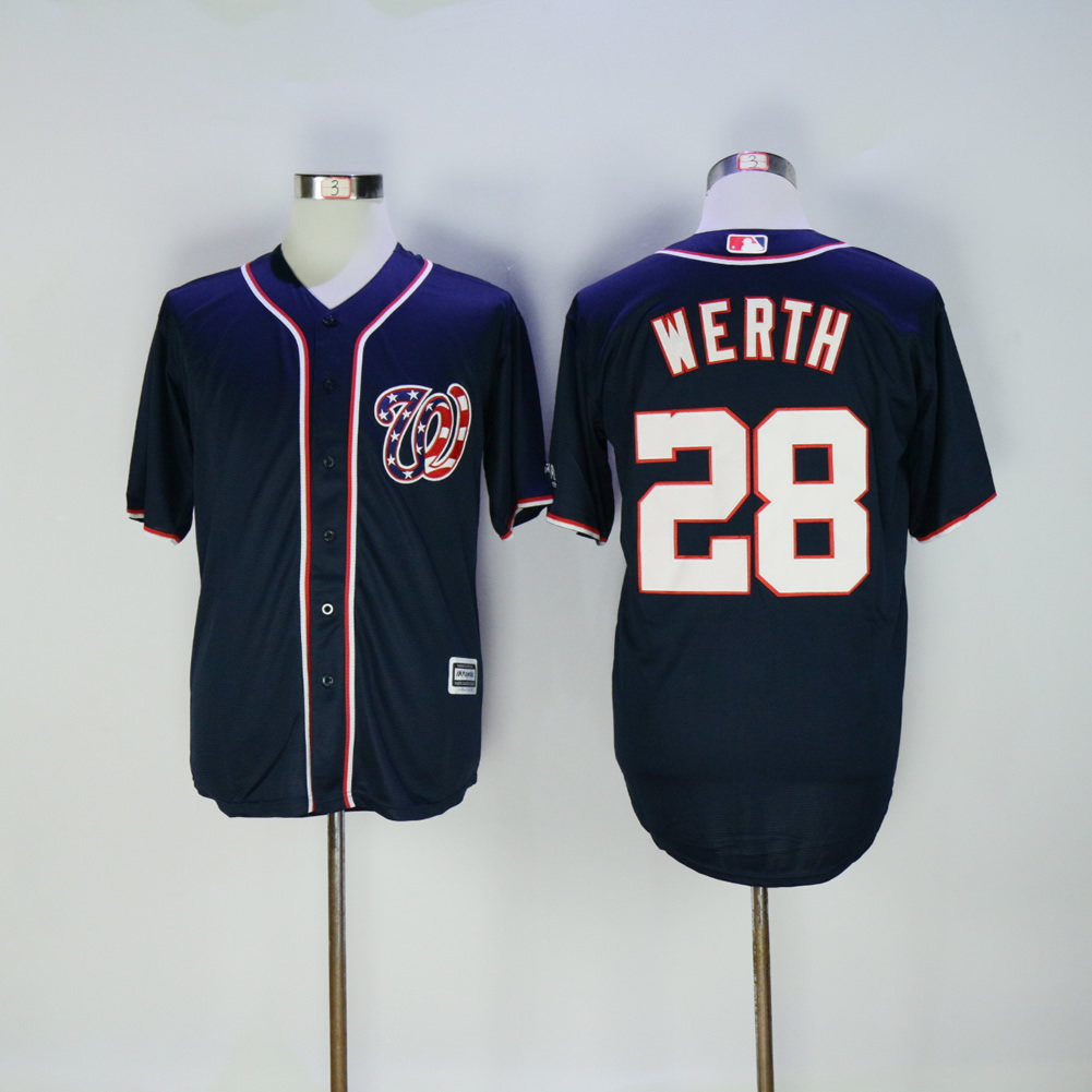 Men Washington Nationals 28 Werth Blue MLB Jerseys